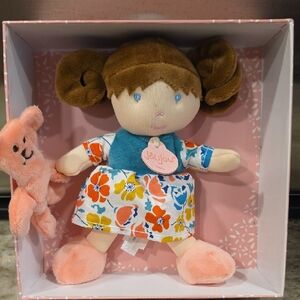 Jolijou Doudou Et Campagnie Paris Doll Demoiselle and Pink Bear